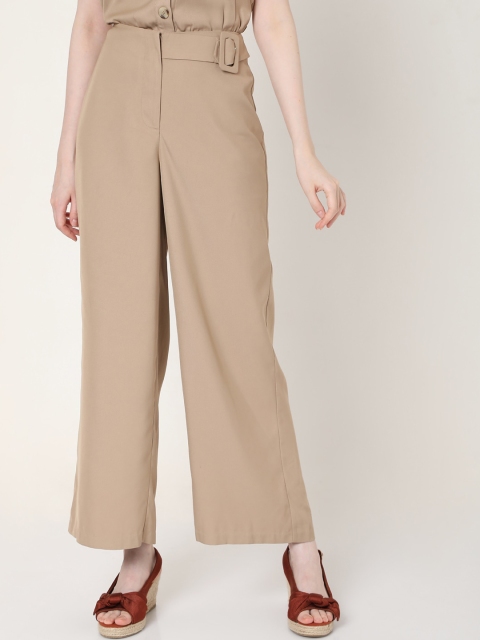

Vero Moda Women Camel Brown Flared High-Rise Parallel Trousers