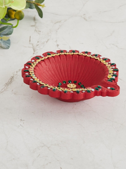 

Home Centre Utsav Embellished Red Clay Diya