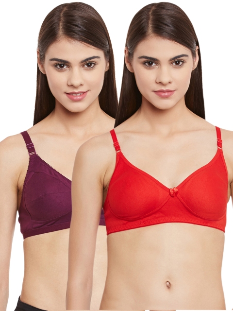 

Clovia Pack of 2 Full-Coverage Bras BRC185C40, Burgundy