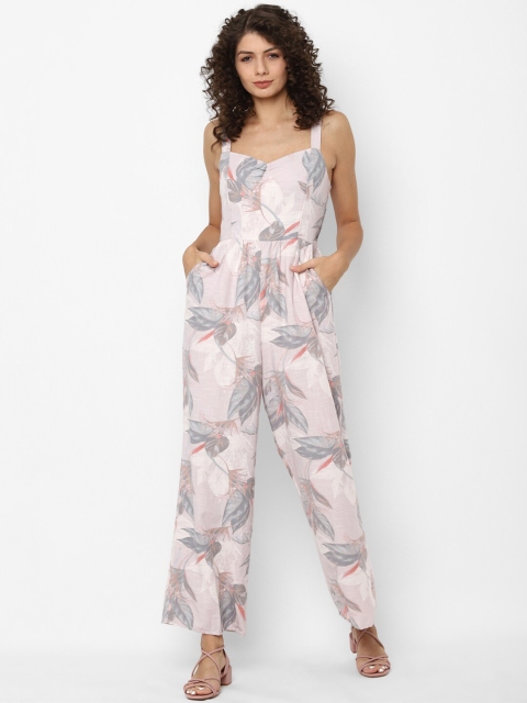 

AMERICAN EAGLE OUTFITTERS Pink & Grey Printed Pure Cotton Basic Jumpsuit