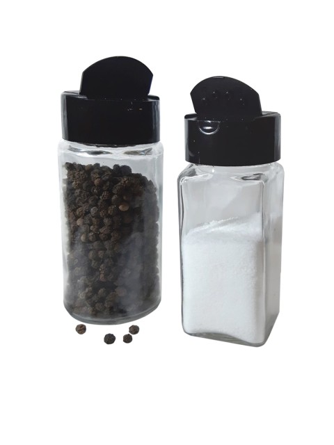 

Home Centre Set of 2 Transparant Salt Pepper Glass Jar with Cap 120ml, Transparent