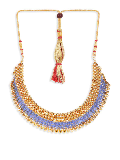 

ZINU Gold Toned Blue Beaded Handcrafted Jewellery Set