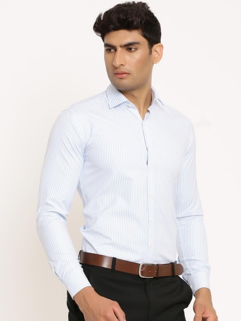 

Tistabene Men Blue Opaque Striped Formal Shirt