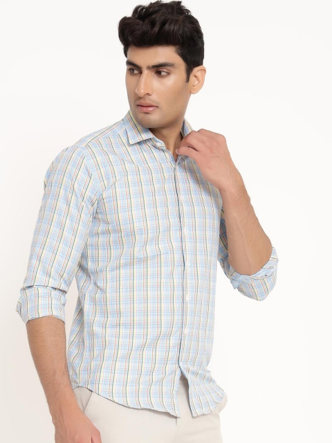 

Tistabene Men Blue Opaque Checked Casual Shirt