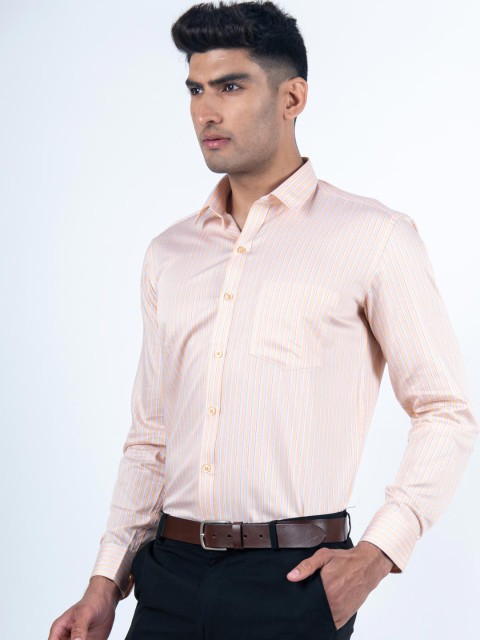 

Tistabene Men Mustard Yellow & White Opaque Striped Casual Shirt