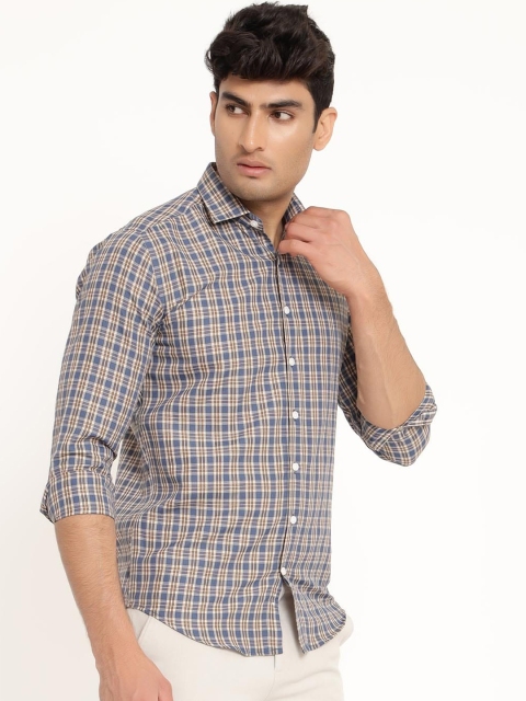 

Tistabene Men Beige Tartan Checks Opaque Casual Shirt
