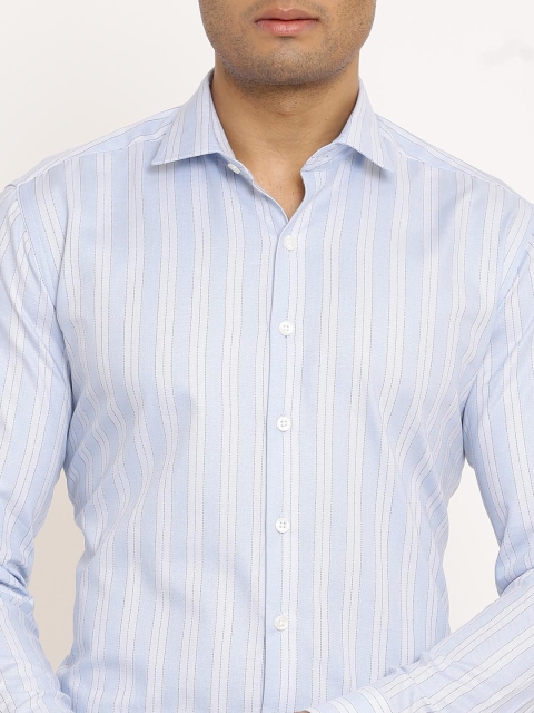 

Tistabene Men Blue Opaque Striped Casual Shirt