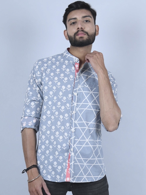 

Tistabene Men Blue Slim Fit Opaque Printed Casual Shirt