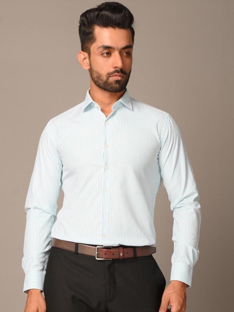 

Tistabene Men Blue Opaque Striped Formal Shirt