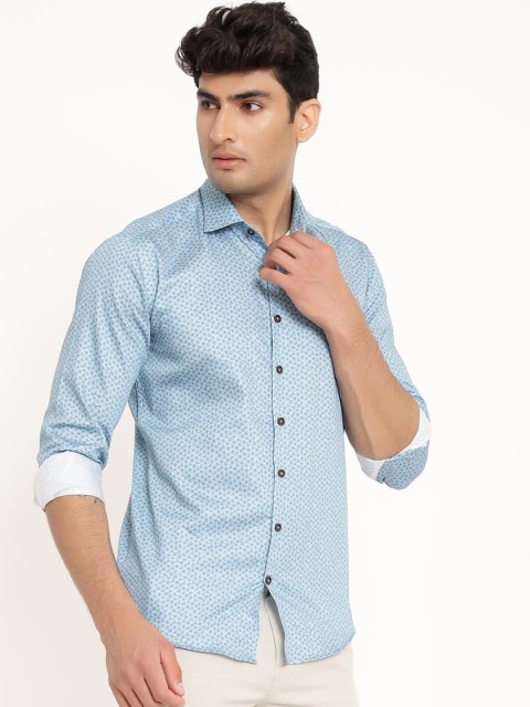 

Tistabene Men Blue Opaque Printed Casual Shirt