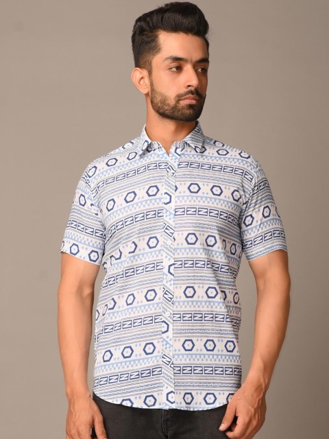 

Tistabene Men Blue Printed Casual Shirt