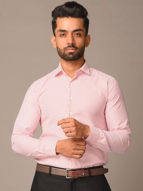 

Tistabene Men Pink Opaque Striped Formal Shirt