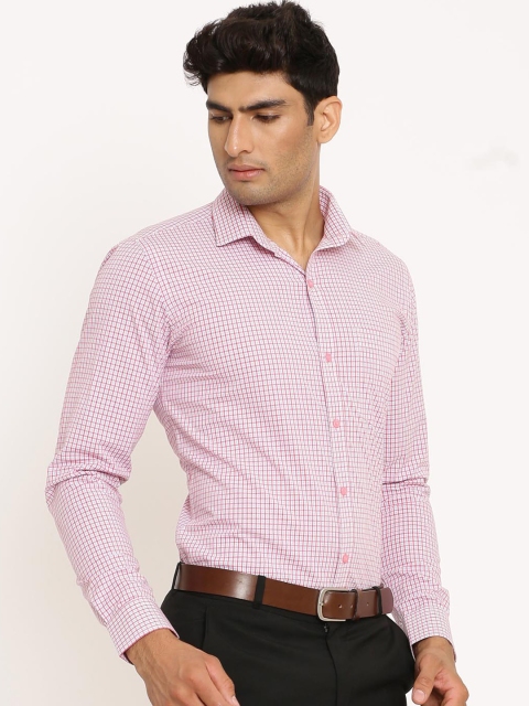 

Tistabene Men Pink Micro Checks Opaque Checked Casual Shirt