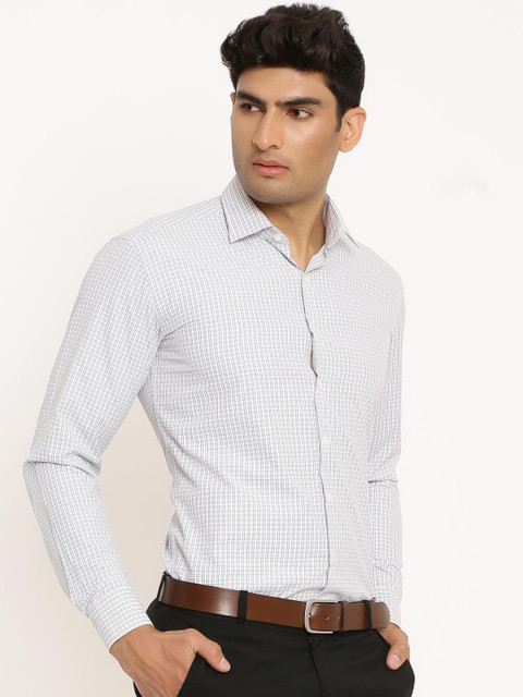 

Tistabene Men White & Black Grid Tattersall Checks Formal Shirt