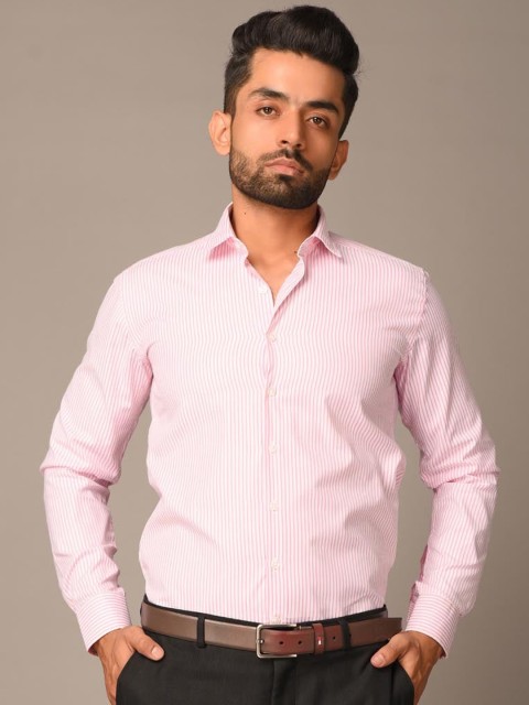 

Tistabene Men Pink Opaque Striped Formal Shirt