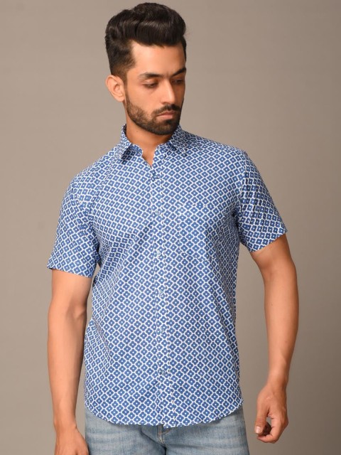 

Tistabene Men Blue Opaque Printed Casual Shirt