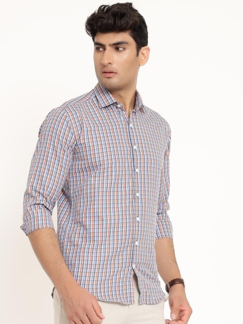 

Tistabene Men Blue Opaque Checked Casual Shirt