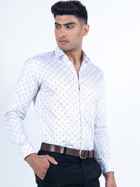 

Tistabene Men White Opaque Printed Formal Shirt