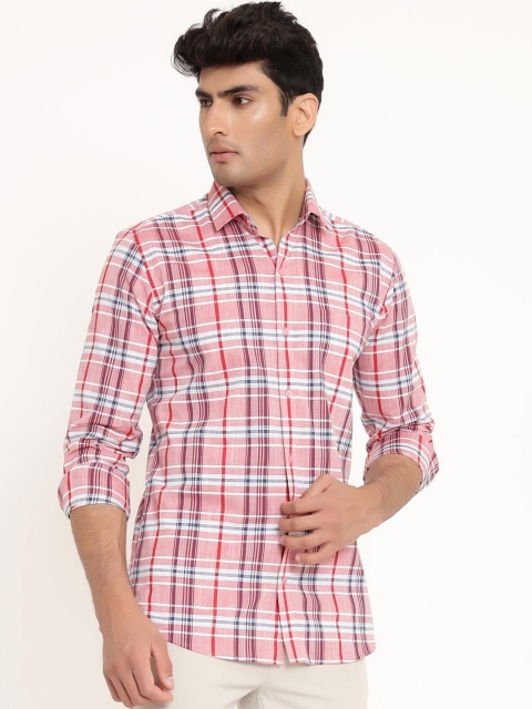 

Tistabene Men Pink Tartan Checks Opaque Checked Casual Shirt