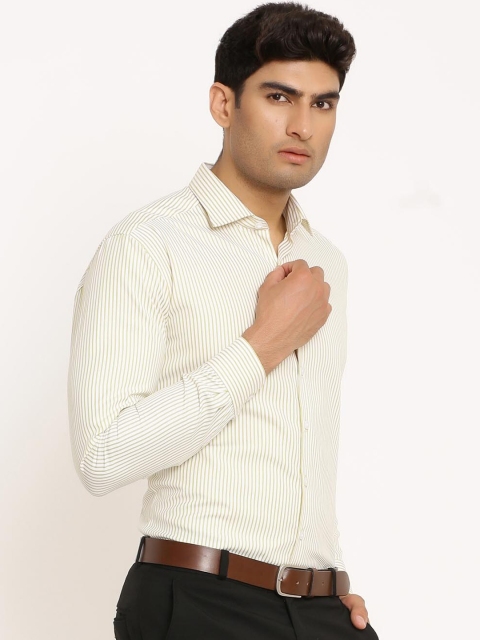 

Tistabene Men Yellow Opaque Striped Formal Shirt