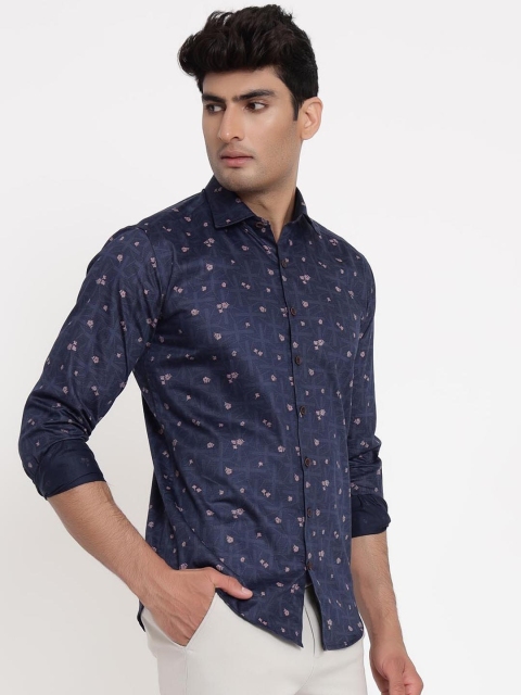 

Tistabene Men Navy Blue Floral Opaque Printed Casual Shirt
