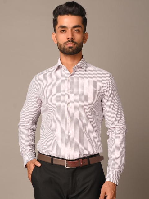 

Tistabene Men Burgundy Pinstripes Opaque Striped Casual Shirt