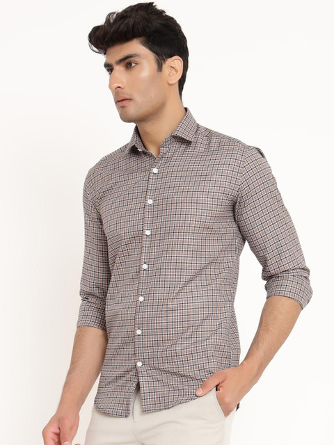 

Tistabene Men Beige Checked Casual Shirt
