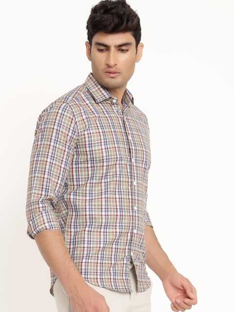 

Tistabene Men Beige Tartan Checks Opaque Checked Casual Shirt