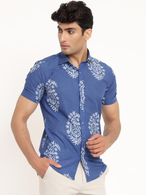 

Tistabene Men Blue Opaque Printed Casual Shirt