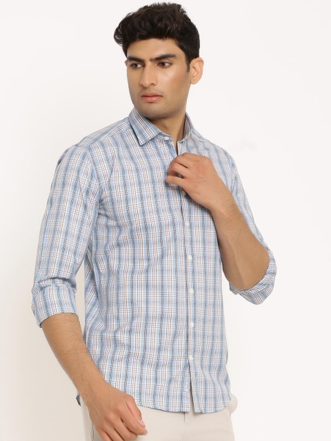 

Tistabene Men Blue Tartan Checks Opaque Checked Casual Shirt