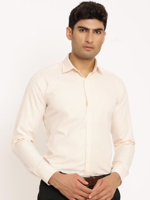 

Tistabene Men Yellow Opaque Striped Formal Shirt
