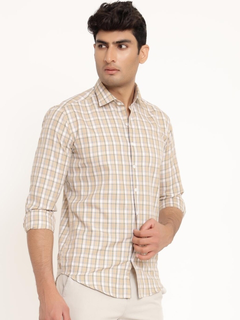 

Tistabene Men Cream-Coloured Checked Casual Shirt