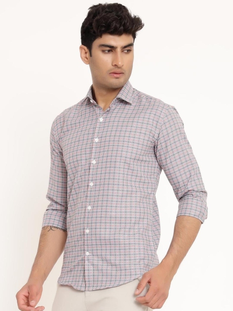 

Tistabene Men Pink Micro Checks Opaque Checked Casual Shirt