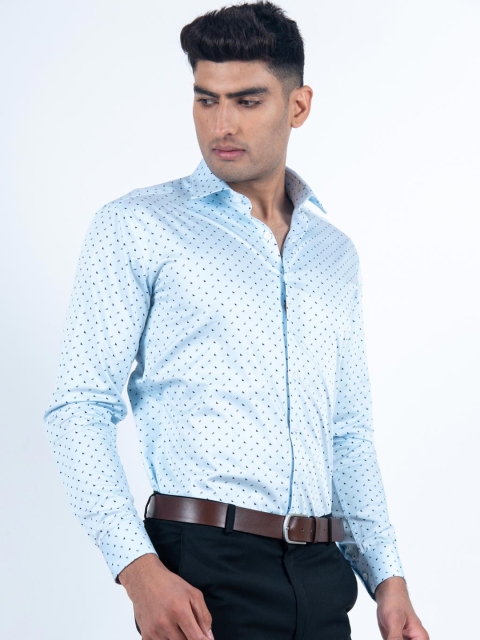 

Tistabene Men Blue Opaque Printed Formal Shirt