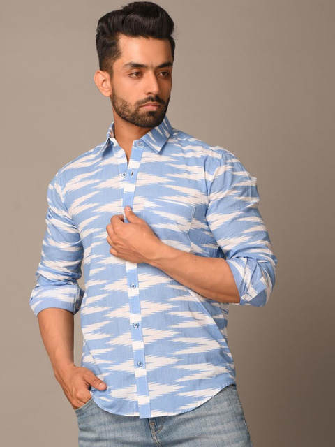 

Tistabene Men Blue Striped Casual Shirt