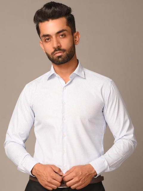 

Tistabene Men Blue Grid Tattersall Checks Opaque Checked Casual Shirt