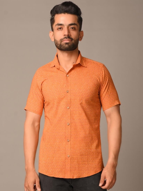 

Tistabene Men Orange Floral Opaque Printed Casual Shirt
