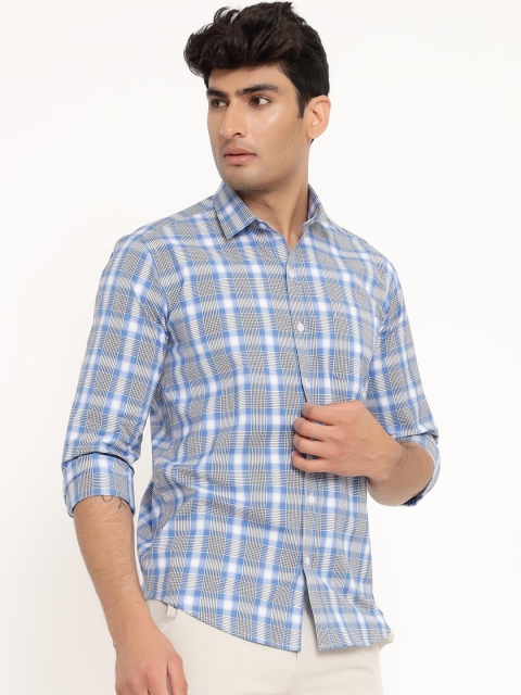 

Tistabene Men Blue Tartan Checks Opaque Cotton Casual Shirt