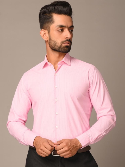 

Tistabene Men Pink Opaque Striped Formal Shirt