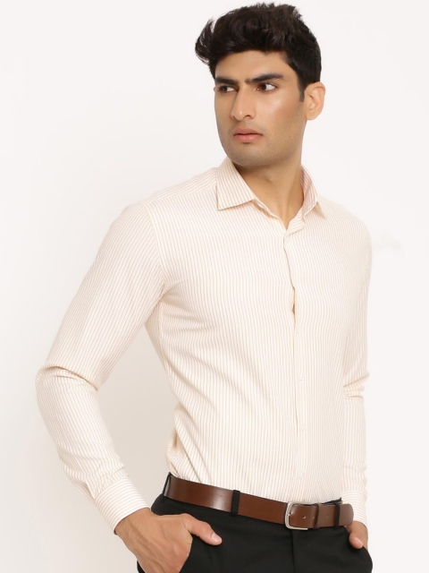 

Tistabene Men Orange Striped Casual Shirt