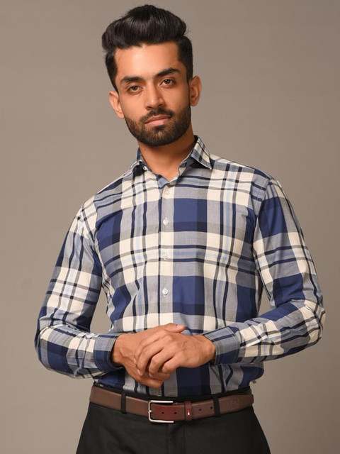 

Tistabene Men Blue Tartan Checks Opaque Checked Casual Shirt