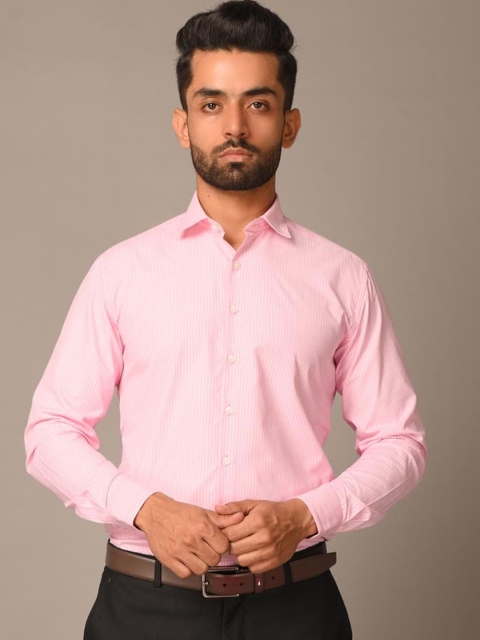 

Tistabene Men Pink Opaque Striped Formal Shirt