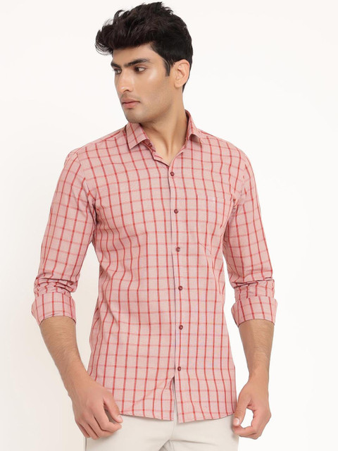 

Tistabene Men Pink Tartan Checked Casual Shirt