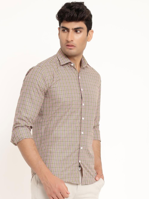 

Tistabene Men Yellow Opaque Checked Casual Shirt