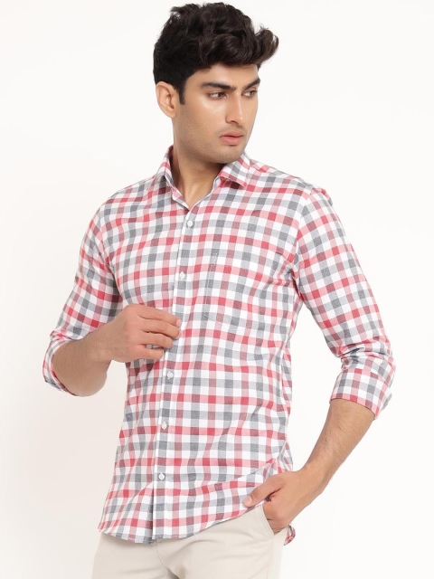 

Tistabene Men Red & White Gingham Check Opaque Casual Shirt