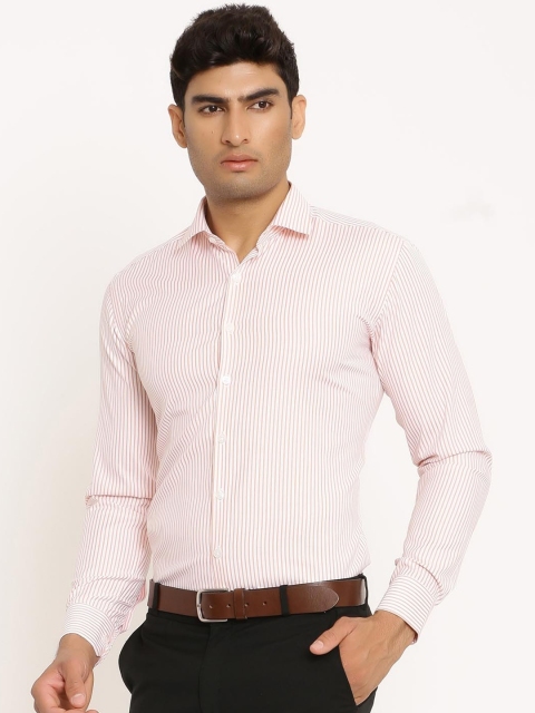 

Tistabene Men Peach-Coloured Opaque Striped Casual Shirt