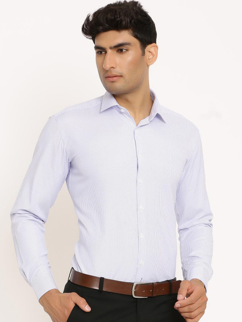 

Tistabene Men Blue Opaque Striped Formal Shirt
