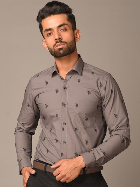 

Tistabene Men Grey Opaque Printed Formal Shirt