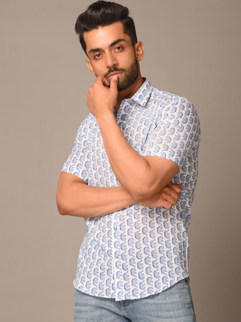 

Tistabene Men Blue Opaque Printed Casual Shirt