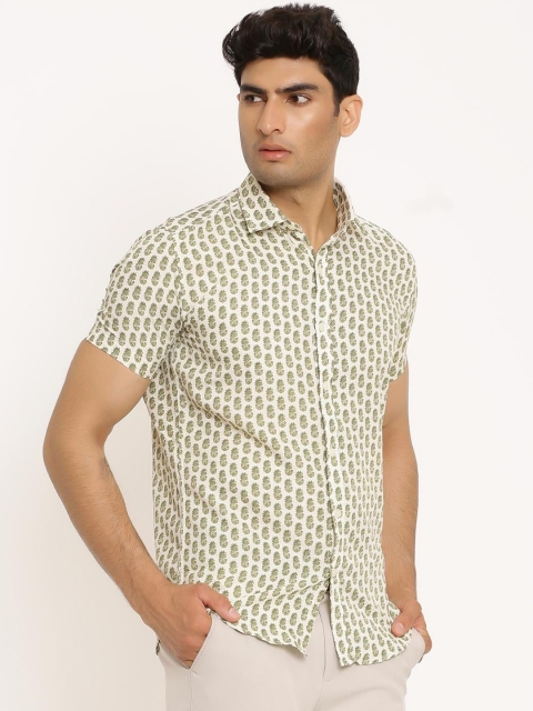 Tistabene Men Gold-Toned Opaque Printed Casual Shirt